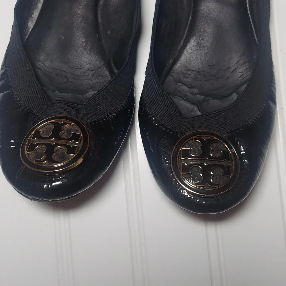 Tory Burch Caroline black patent leather ballet flats